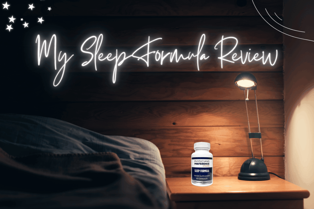 Sleep Formula on night stand for my Sleep Formula review.