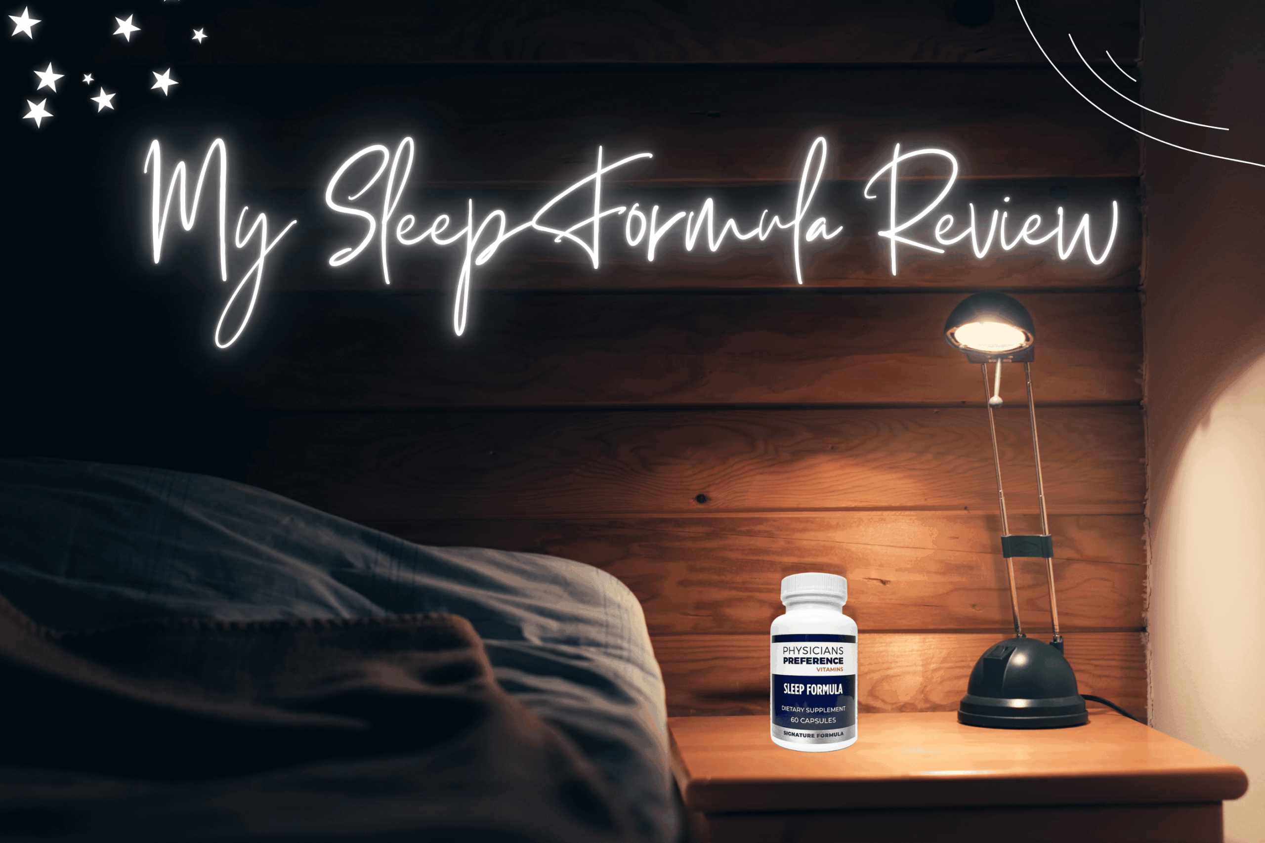 Sleep Formula on night stand for my Sleep Formula review.