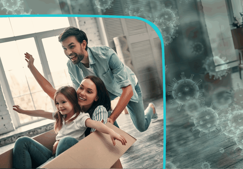 PPV Blog Immunity (2) Dad pushing mom and daughter in a box while having immunity protection against germs.