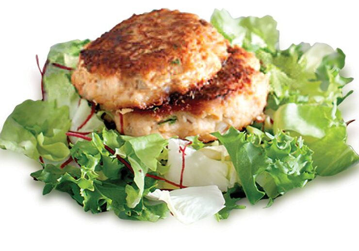 Salmon Patties on lettuce